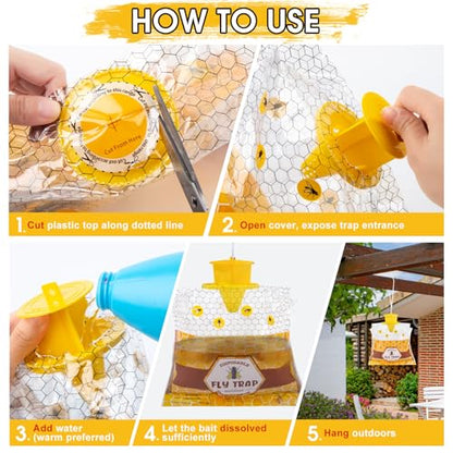 Disposable Hanging Fly Traps Outdoor Bags with Dissolvable Bait-4 Pack - size: 4 Pack
