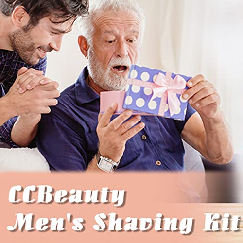 CCbeauty Mens Shaving Brush and Bowl Set, 4 in 1 Badger Shave Brushes Kit with Stainless Steel Bowl & Soap Mug, Safety Razor Stand, Birthday Boyfriend Dad Gifts Set for Men, Shaving Cream 3.5Oz - color: 3# White Cream