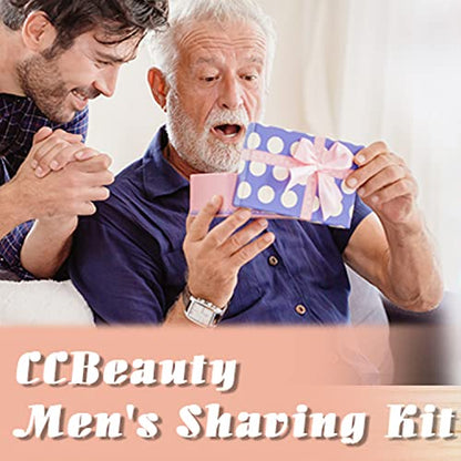 CCbeauty Mens Shaving Brush and Bowl Set, 4 in 1 Badger Shave Brushes Kit with Stainless Steel Bowl & Soap Mug, Safety Razor Stand, Birthday Boyfriend Dad Gifts Set for Men, Shaving Cream 3.5Oz - color: 3# White Cream