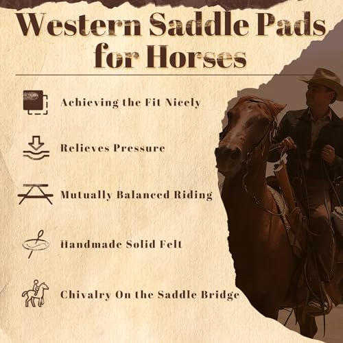 Western Saddle Pad Black Felt Horse Saddle Pads Western Saddle Pads for Horses with Ease Wither Wool Shims Benefit Saddle Fit Comfortably with Thick Withers