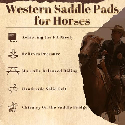 Western Saddle Pad Black Felt Horse Saddle Pads Western Saddle Pads for Horses with Ease Wither Wool Shims Benefit Saddle Fit Comfortably with Thick Withers