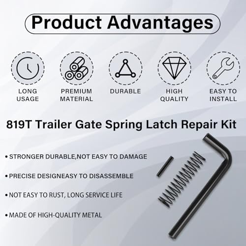 Trailer Gate Pin, Trailer Gate Latch, 819T Trailer Gate Spring Latch Kit for Carry-On Utility Trailers Heavy Duty Trailer Gate Latch Repair Kit