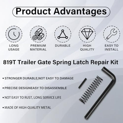 Trailer Gate Pin, Trailer Gate Latch, 819T Trailer Gate Spring Latch Kit for Carry-On Utility Trailers Heavy Duty Trailer Gate Latch Repair Kit