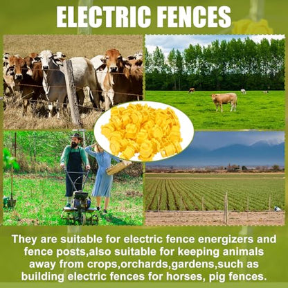 Frienda 100 Pcs Electric Fence Wire Insulators, Screw Round Post, Yellow - color: Yellow