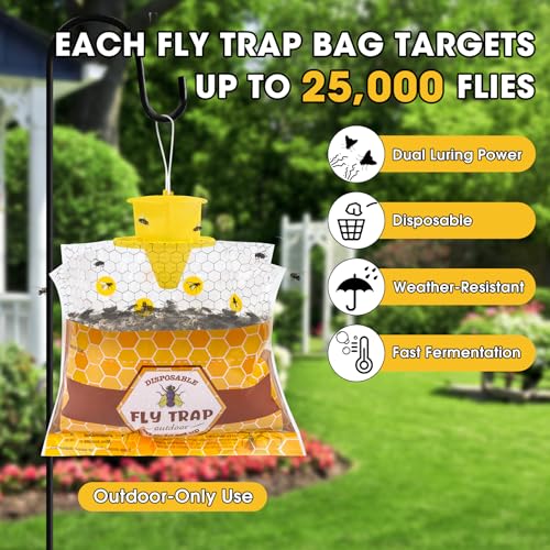 Disposable Hanging Fly Traps Outdoor Bags with Dissolvable Bait-8 Pack