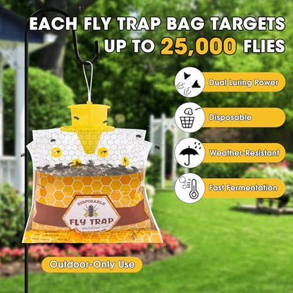 Disposable Hanging Fly Traps Outdoor Bags with Dissolvable Bait-8 Pack