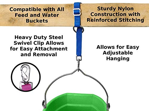 Heavy Duty Adjustable Horse Water Bucket Straps Hangers by Derby (Royal Blue) - color: Blue
