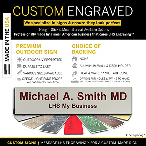 Custom Engraved Office Door Name Plate & Desk Signs, Gray, 2x4 - color: B21 - Gray & Maroon Lettering, size: 2in x 4in (5.1cm x 10.1cm)