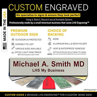 Custom Engraved Office Door Name Plate & Desk Signs, Gray, 2x4 - color: B21 - Gray & Maroon Lettering, size: 2in x 4in (5.1cm x 10.1cm)