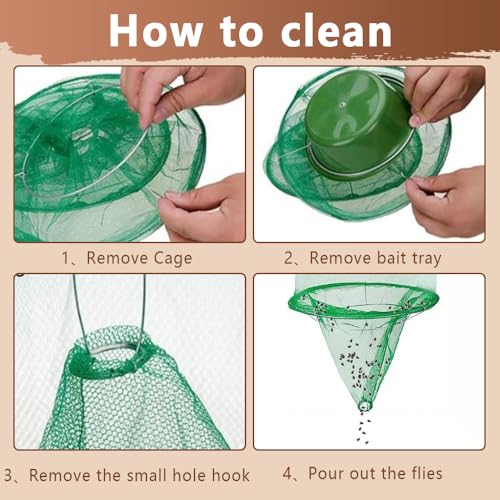 6 Pack Hanging Ranch Fly Traps, Reusable Fly Catcher, The Most Efficient Fly Cage Trap for Indoor & Outdoor Use, Ideal for Family Farms, Parks, Restaurants