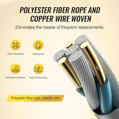 VEVOR Electric Fence Wire, 1000Ft 305M Portable Polywire, 1/4" Diameter 2 Copper Strands for Reliable Conductivity and Rust Resistance, Fencing Rope Line for Horse, Cattle, Livestock - size: 1000Ft 305M, style: 1/4" Strands
