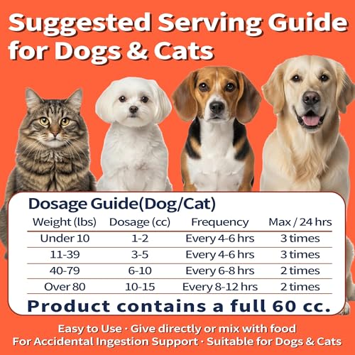 Activated Charcoal First Aid Kit -Emergency Support for Dogs, Cats & Puppies, Natural Charcoal Formula for Digestive Balance, Camping & Home Essential Oral Anti Diarrhea Digestive (60ml 1Tubes)