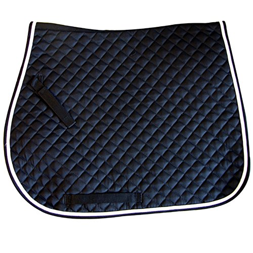 Exselle All-Purpose Saddle Pad for Horses English, Quilted with White Piping, Wick-Away Liner, Optimal Cushioning, High Wither Relief, Girth Guard, Cotton with Foam Fill