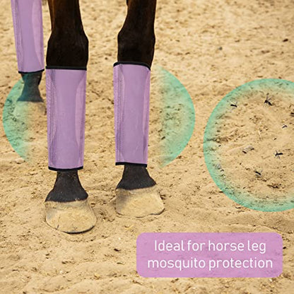 Jexine 8 Pcs Mesh Fly Boots for Horse - color: Dark Gray, Light Purple