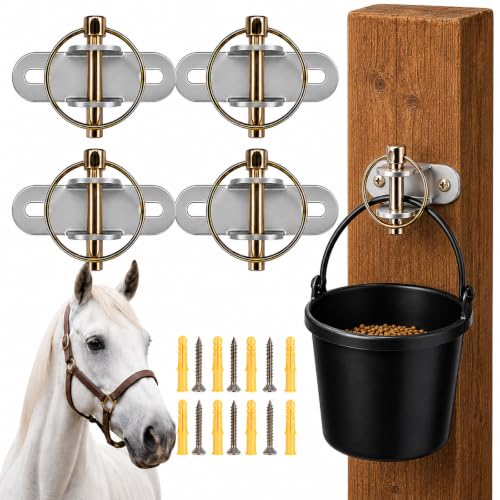 4 PCS Horse Water Bucket Hooks with Locking Pin, Feed Bucket Holder