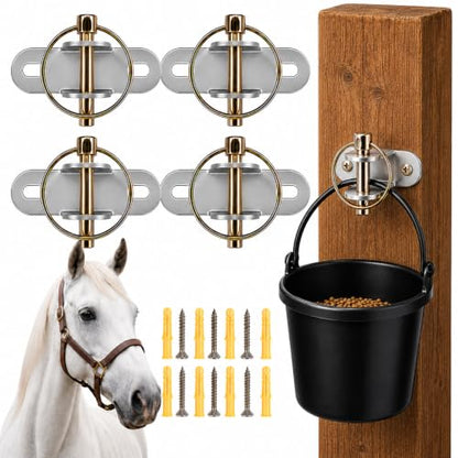 4 PCS Horse Water Bucket Hooks with Locking Pin, Feed Bucket Holder