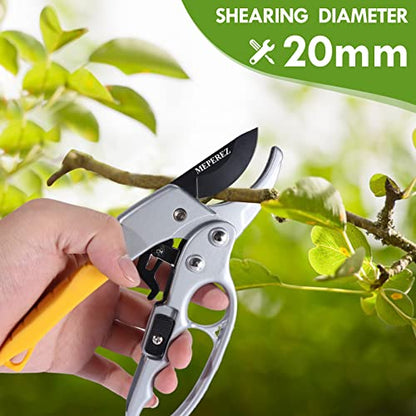 Germany Pruning Shears For Gardening, Arthritis Weak Hand Snips, 4x cutting power trimming, 1-Inch Cut Capacity Garden Clippers, Ergonomic handle, Rust resistant, high strength steel, Sharp - style: Yellow