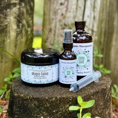 Corazón Therapeutics Equine Wound Care Kit, 3-Part Treatment System with Salve, Spray and Oral Solution