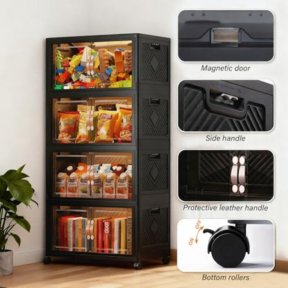 Collapsible Storage Bins with Lids&Wheels-252QT(63Gal) - size: Four-Layer with one Lid