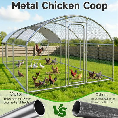 23.2x9.8 FT Extra Large Metal Chicken Coop, Walk-in Poultry Run Pen | Waterproof Cover, Reinforced Metal Structure, Walk-in Chicken Run, Outdoor Poultry Cage for Ducks Hens Rabbits - size: 236.0"L x 118.0"W x 78.0"H