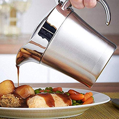 Double Insulated Gravy Boat - Stainless Steel Sauce Jug with Hinged Lid Hinged Lid Ideal for Gravy or Cream at Thanksgiving (750ML/26 OZ) - color: 750ML/26 OZ