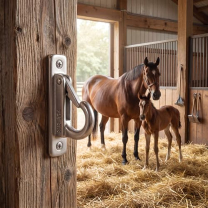 Metal Bucket Hooks for Horse Stalls, Wall-Mounted Feed Holder (2 Pcs)