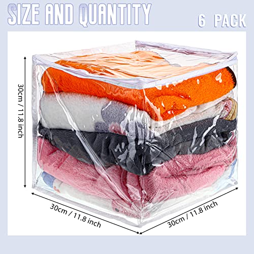 Shappy 6 Packs Clear Plastic Storage Bags with Zipper, 12 x 12 x 12 Inch | Sweater Bags, Moth Proof Protection, Vinyl, For Blankets Clothes Bed Sheet Comforters Pillows Quilt Closet Linen Organizer - size: 12 x 12 x 12 Inch