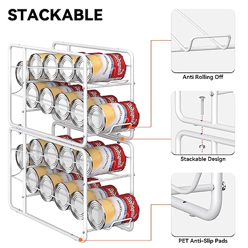 MOOACE 4 Pack Can Organizer for Pantry, Stackable Soda Can Dispenser Rack - color: White