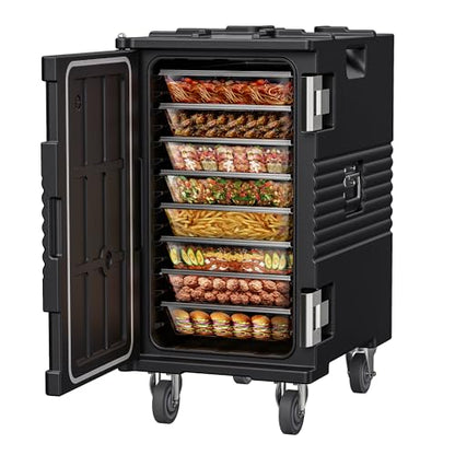 CAMMOO NSF 127QT Non-Electrical Catering Food Warmers with Casters | 304 Stainless Steel Latch, Insulated Food Carrier for 8 Full-Size Pans(NOT INCLUDED), Food Warmer Hot Boxes for Catering - size: 127Qt
