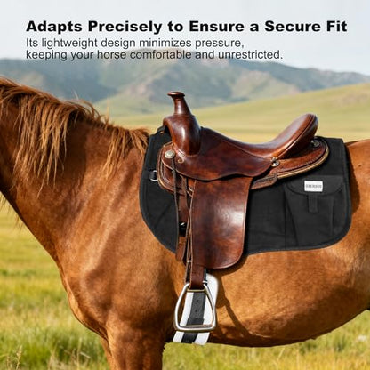 Saddle Pad Western, Classic Contour Saddle Pad, Ortho Pad Horse Saddle Pad, Saddle Blanket - color: Black
