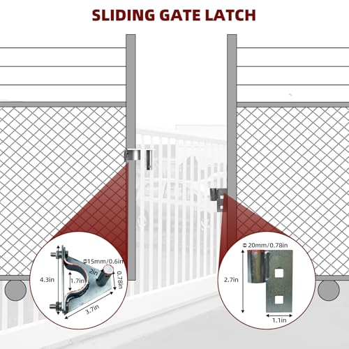 Rolling Gate Hardware Kit for Farm, Fence Gates, Rolling Gates- Includes 6" Double Wheel Carrier, 6 Universal Track Drackets, 2 Pipe Track Rollers, 1 Set Gate Latch, 2 Sets of Wrenches - color: Red-2