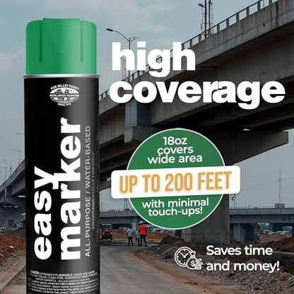 Fox Valley Easy Marker Inverted Spray Paint 16oz Pack of 12, Green