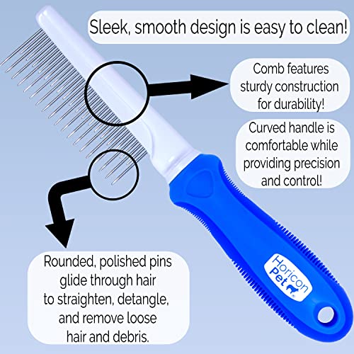 Detangling Dog Comb with Long & Short Stainless Steel Metal Teeth - Dogs, Cats & Small Animals for Removing Matted Fur, Knots & Tangles - style: 37 Pin Comb L/S