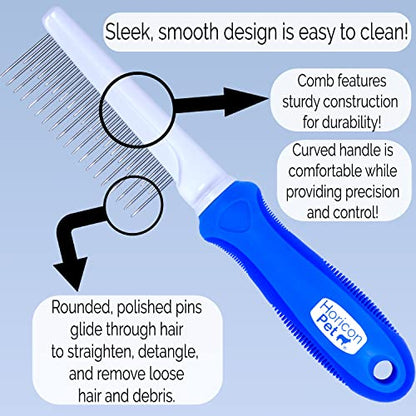 Detangling Dog Comb with Long & Short Stainless Steel Metal Teeth - Dogs, Cats & Small Animals for Removing Matted Fur, Knots & Tangles - style: 37 Pin Comb L/S
