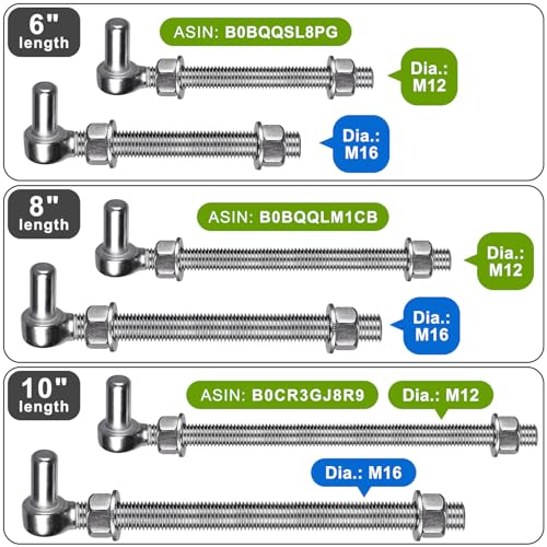 Insaga M16x 8'' J-Bolt Gate Hinge, 304 Stainless Steel J-Bolt Post Hinge for Farm Gate, 5/8" Male Pin J-Bolt Hinge for Chain Link Fence Gate, Gate Hinges for Metal Gates (2Pcs) - color: M16-8''-2PCS