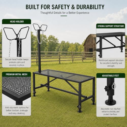 Farm Adjustable Sheep Goat Fitting Stand 47" x 23" Heavy Duty Steel Livestock Care Table for Shearing Trimming Milking