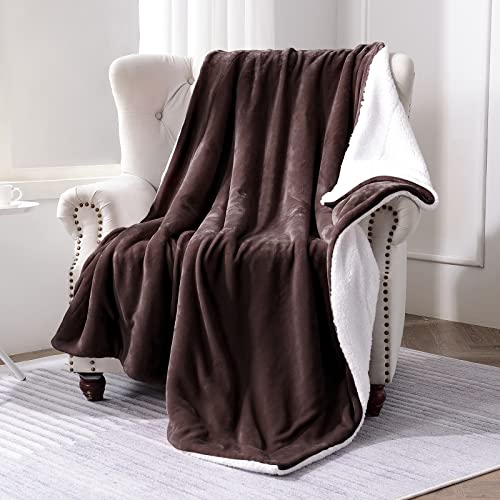 SOCHOW Sherpa Fleece Throw Blanket, Brown, 50x60 inches - color: Brown, size: 50"×60"