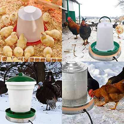 Poultry Chicken Water Heater: Chicken Water Heater Base for Winter, for Plastic/Metal Poultry Watere Under 6 Gallons, Heated Waterer for Chickens 125W - size: 15 inch (1-Pack)