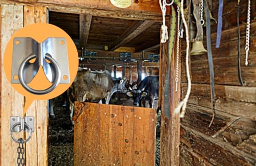 4PCS Cross Tie Ring for Horse, Stainless Steel Wall Mount Horse Tie Ring for Tie Down Horse Barn Supplies,with Screws