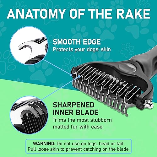 Maxpower Planet Pet Grooming Brush - Double Sided Undercoat Rake for Dogs and Cats, Extra Wide, Reduce Shedding by 95%, Grey - color: Gray, size: Large