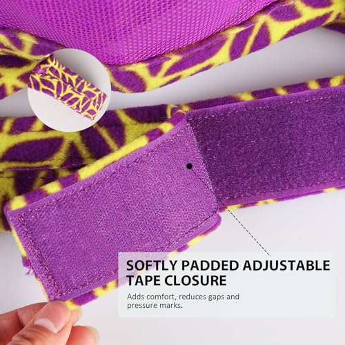 Harrison Howard Cattle Livestock Fly Mask Breathable Mesh Padded Edging with Fun Patterns Large Spacing Forelock Opening Design Adjustable Fit for Cattle Purple - color: Purple