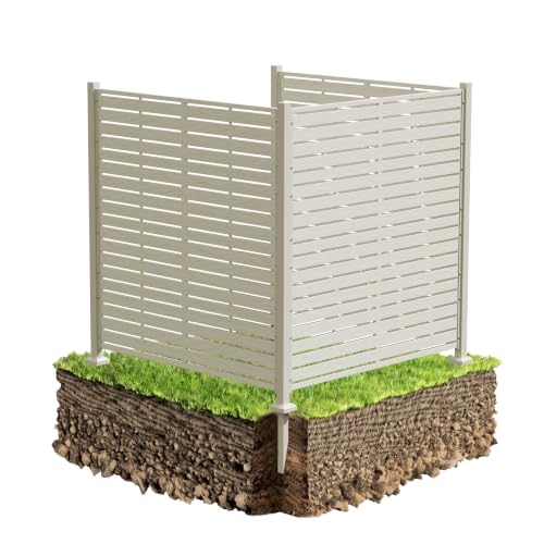 Air Conditioner Fence, 49" W X 52" H U Shape AC Unit Fence, White | Fence to Hide Trash Cans, Outdoor AC Unit Hider, Horizontal HDPE Privacy Fence, Outdoor Privacy Screens - color: White, size: (U-shape) 48"W×48"L×50"H
