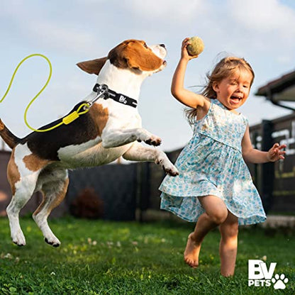 BV Dog Tie Out Cable 25 Feet - Heavy Duty Dog Lead Up to 35 Pounds - Reflective & Rust-Free with Quick Release Swivel Clips & 360° Rotating Clasp - Tangle-Free Dogs Runner for Yard (Yellow, Single) - color: 35lbs/ 25ft/ Yellow, style: Single