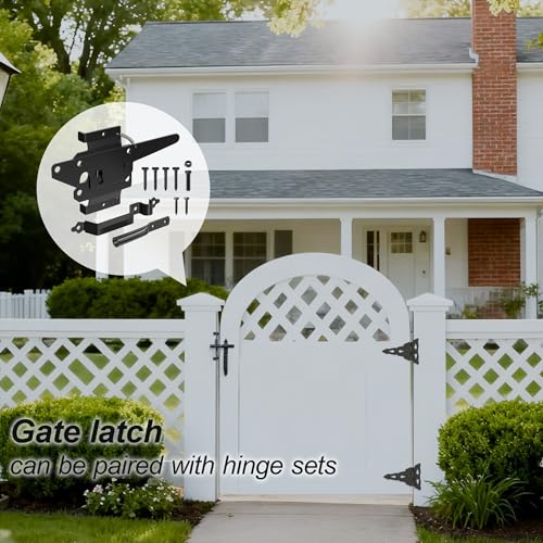 gate Latch for Wooden Fence, Fence gate Latch, Suitable for Wooden Fence Gates/Garden Gates, Wooden Fence Gate Hardware Latch, Black Coated