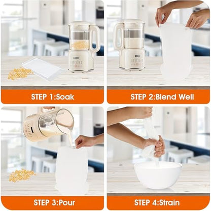 Nylon Filter Bag Reusable Nut Milk Cheese Cloth Cold Brew Coffee Tea Filter Suitable for 37 Festive Occasions Vegetable Strainer Fine Mesh Colander Kitchen Gadget Baking Essential 8×12 Inches