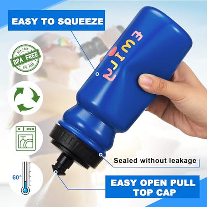 Suclain Squeeze Water Bottles with Carrier, 7 Pcs, Dark Blue - color: Dark Blue