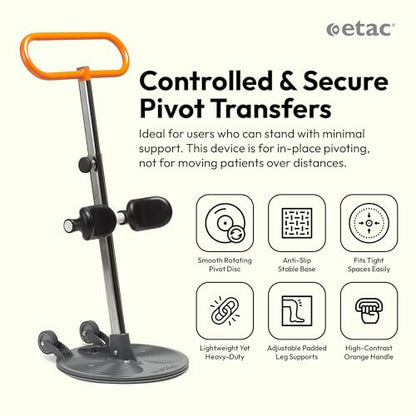 Etac Turner PRO Patient Transfer Aid, Standing Pivot Sit to Stand | Assisted Standing, Pivot Disc, Stand Assist Aid for Elderly, Caregiver Transfer Device, 440 lbs Capacity