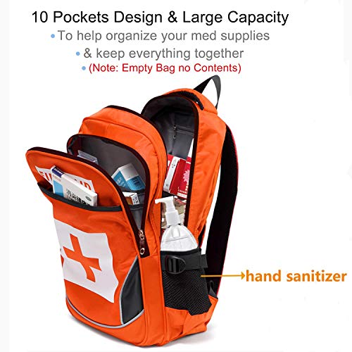 First Aid Bag Empty Red Emergency First Responder Trauma Multi-Pocket Traveling Field Trips Camping Essentials (Orange, 1 Piece) - color: Orange, 1 Piece