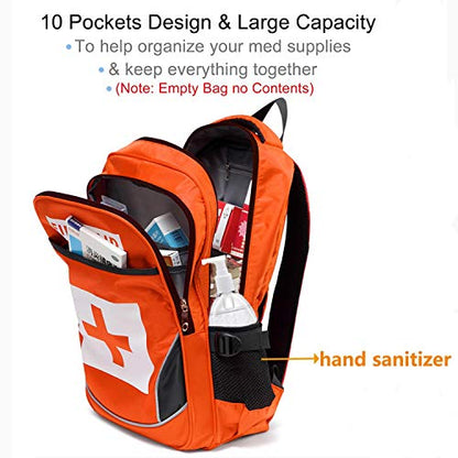 First Aid Bag Empty Red Emergency First Responder Trauma Multi-Pocket Traveling Field Trips Camping Essentials (Orange, 1 Piece) - color: Orange, 1 Piece