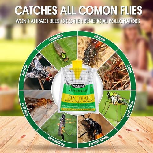 Fly Traps Outdoor Disposable 8 Pack - Disposable Fly Bags Fly Catcher Mess-Free Bug Bags for Yard Garden Farm & Horse Ranch